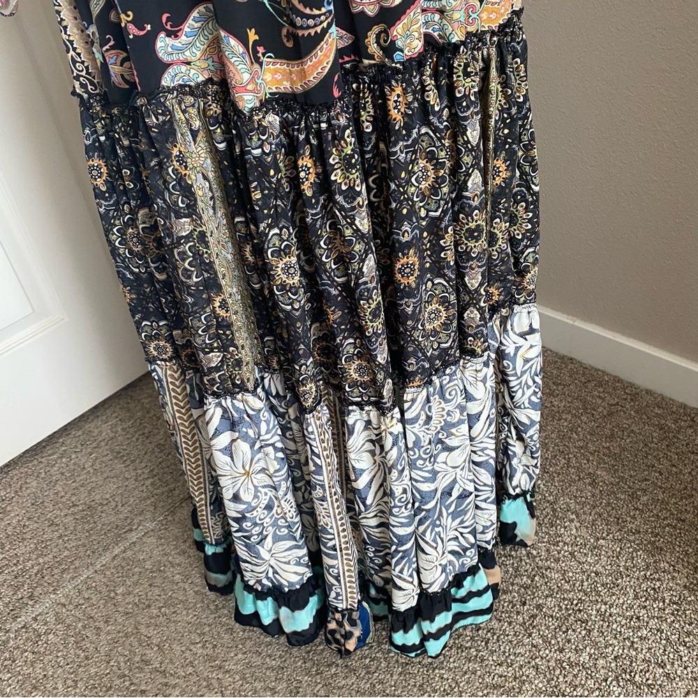 Karma Highway NWOT maxi dress, Boho, gypsy festival Paisley rich colors ruffle - Picture 14 of 16